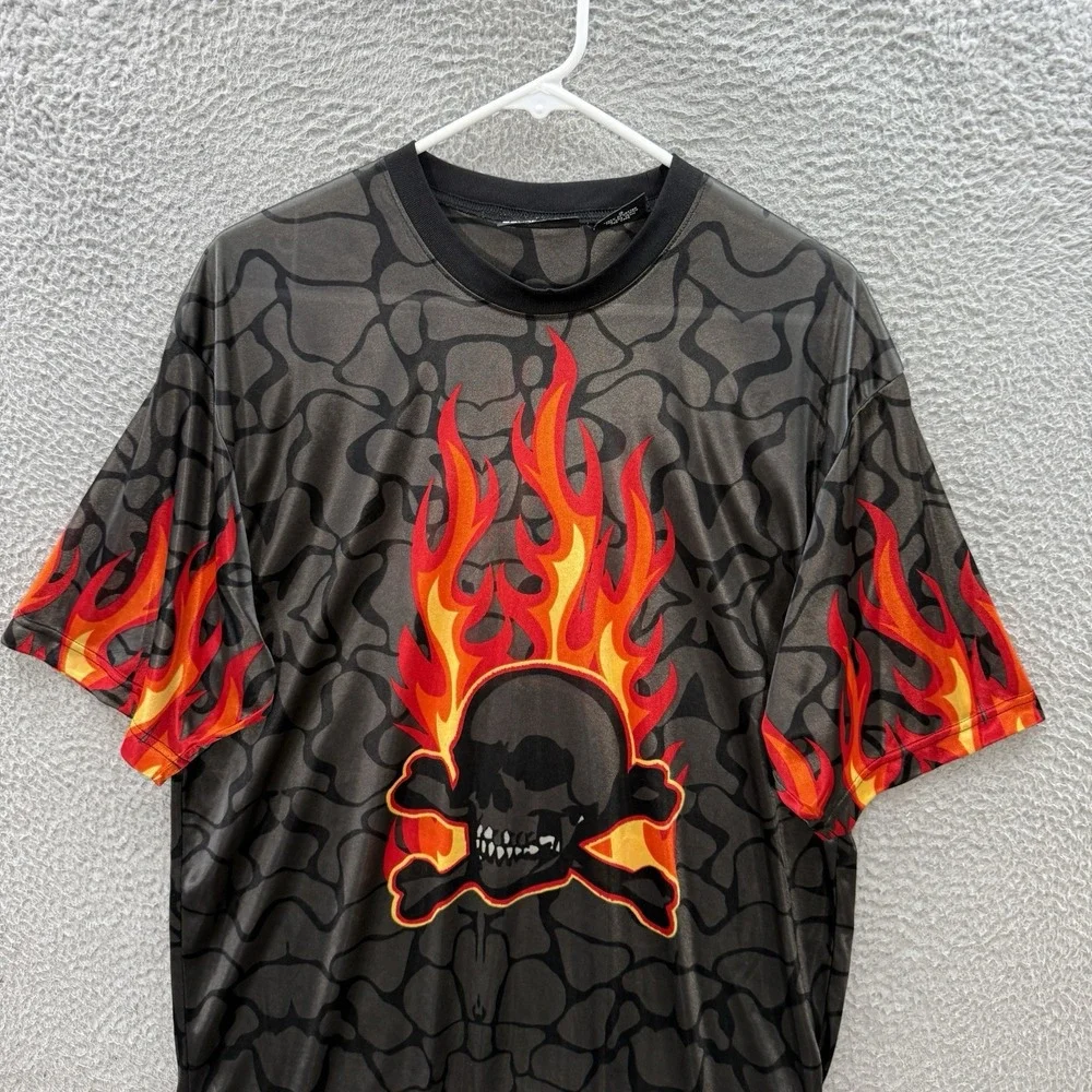 Vintage No Boundaries Shirt Adult Large Black Paper Thin Skater Grunge Skull Y2K